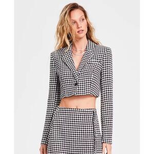 Steve Madden Black & White Rupi Cropped Houndstooth Blazer Size XS NWT